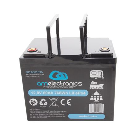 Akumulator 12,8V 60Ah 4S18P z uchwytem LiFePo4 (1630)